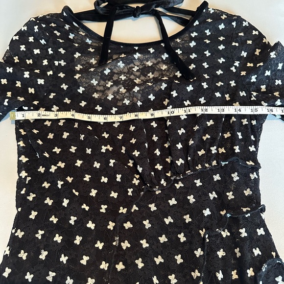 NWOT Free People Sheer Delight Mini Dress in black combo with slip - Picture 9 of 10